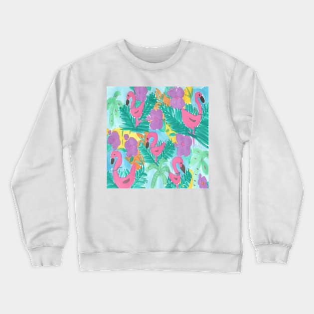 Flamingo Paradise Print Crewneck Sweatshirt by DanielleGensler